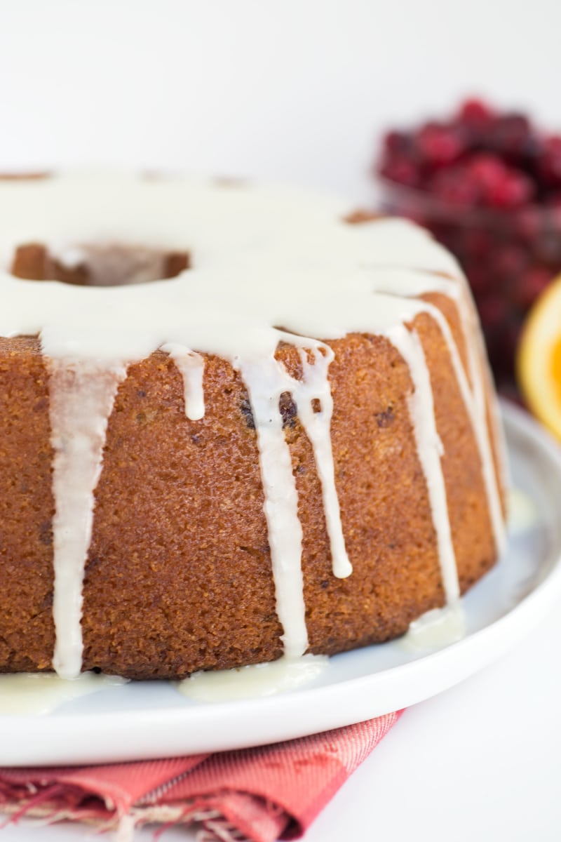 cranberry sauce cake with glaze