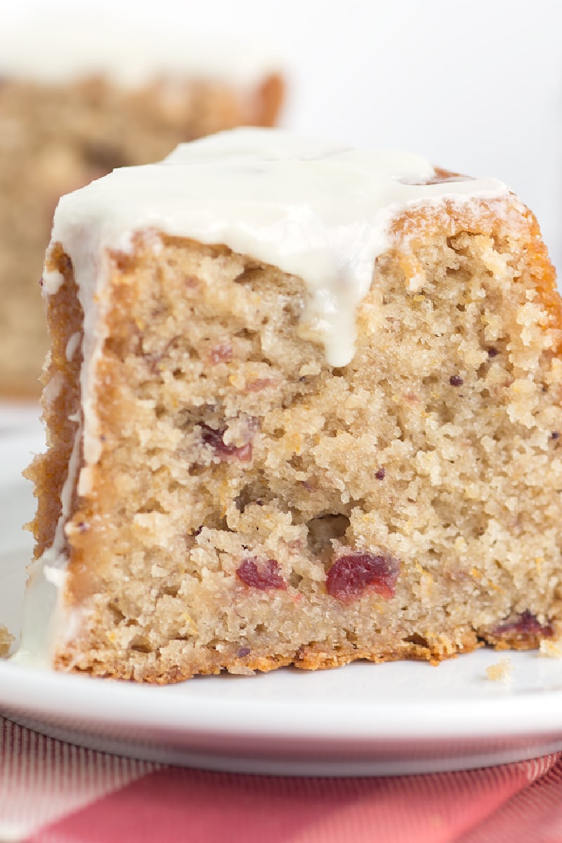 slice of cranberry sauce cake