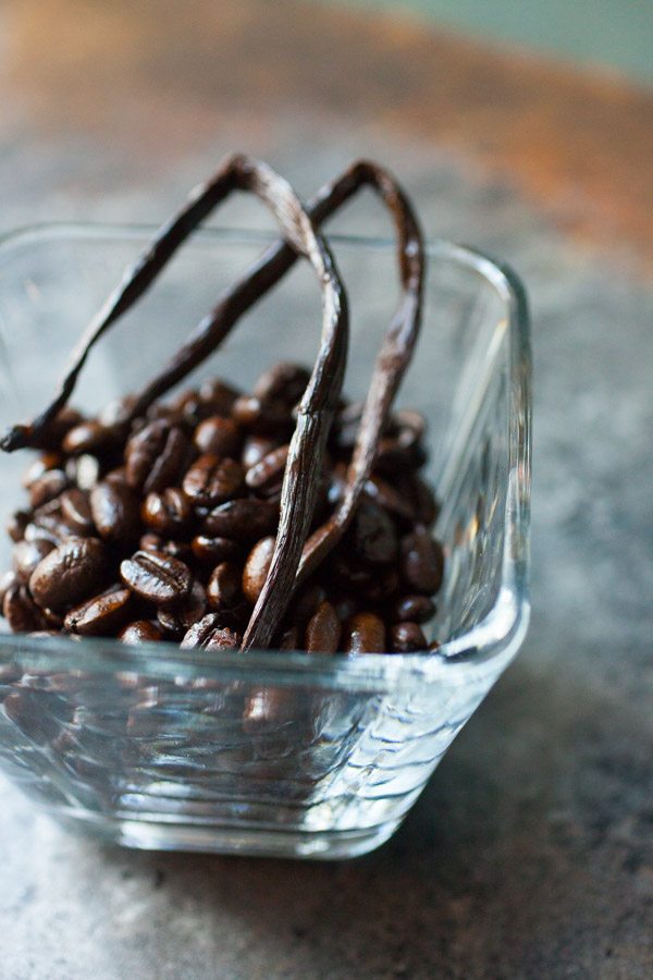 Coffee beans and vanilla beans