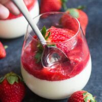 Vanilla Panna Cotta with Strawberry Sauce