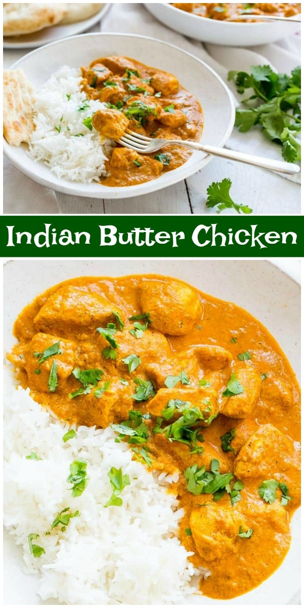 pinterest collage image for indian butter chicken