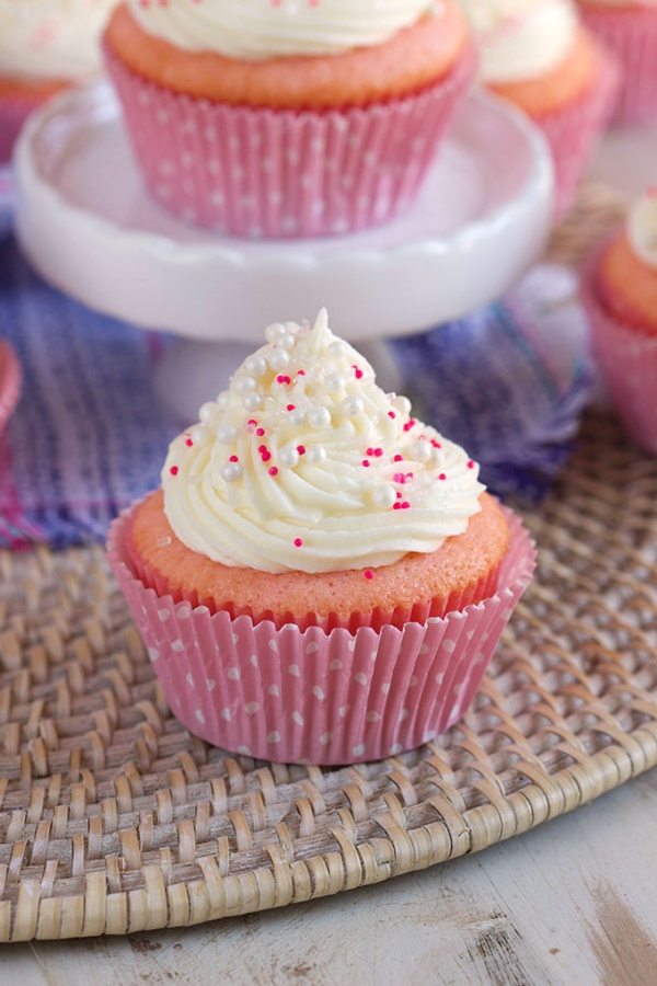 Pink Champagne Cupcakes with Cream Cheese Frosting