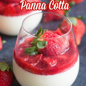 pinterest image for strawberry panna cotta