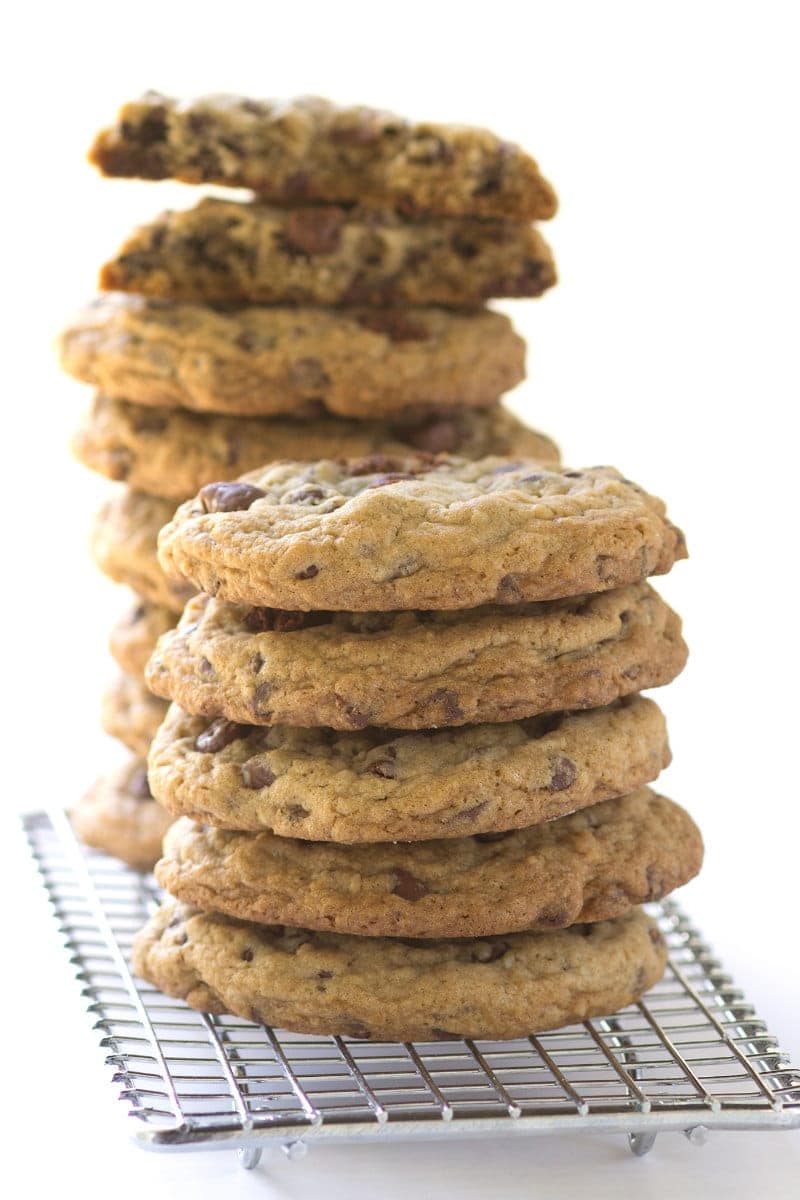 stack of Secret Ingredient Chocolate Chip Cookies