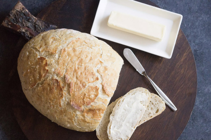 sliced Dutch Oven Bread with Butter