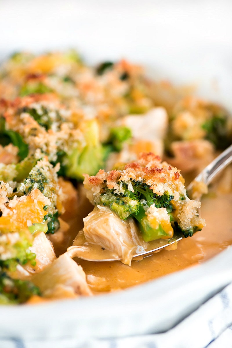 Chicken Divan recipe from RecipeGirl.com #chicken #divan #easy #familyfriendly #dinner #recipe #RecipeGirl Forkful of Chicken Divan