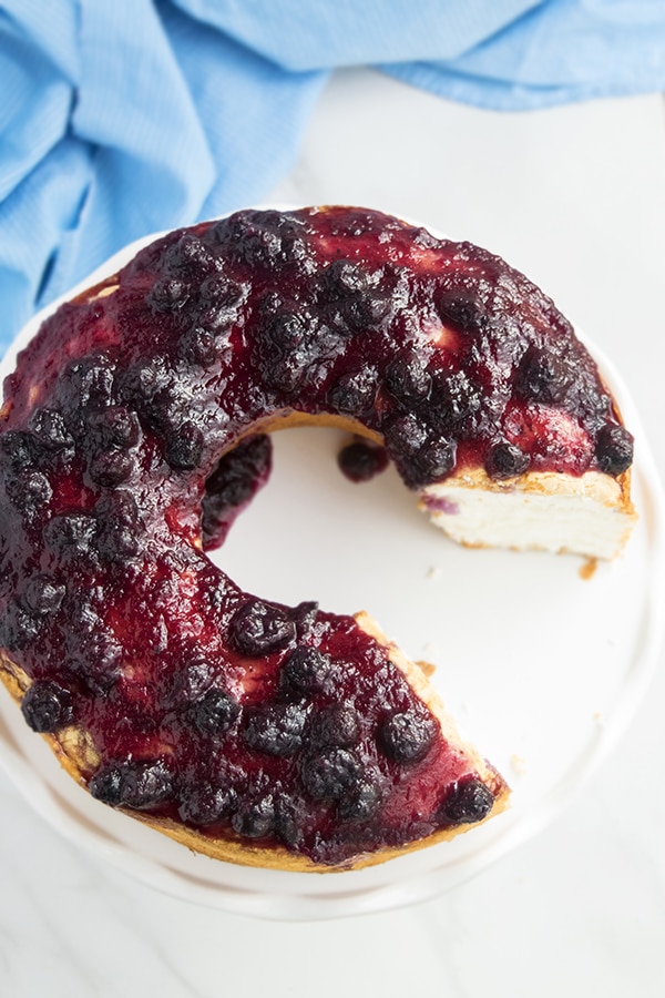 easy angel food cake with blueberry topping