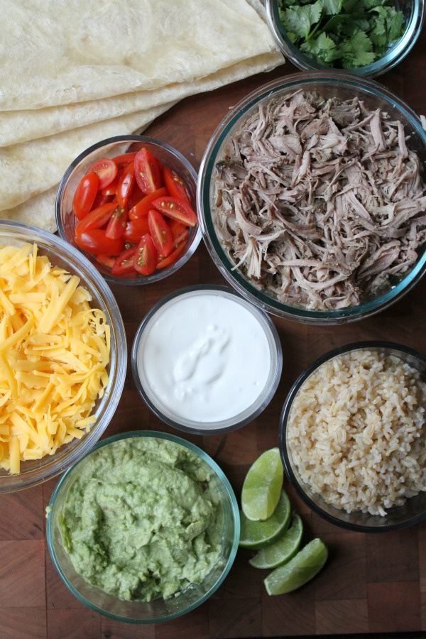 Ingredients for Carnitas Burritos