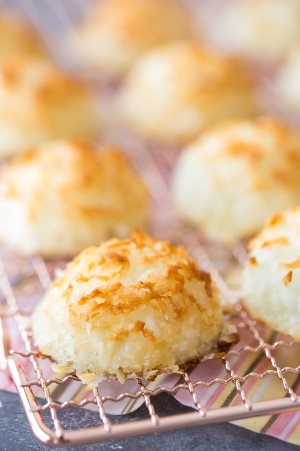 Easy Coconut Macaroons on a drying rack