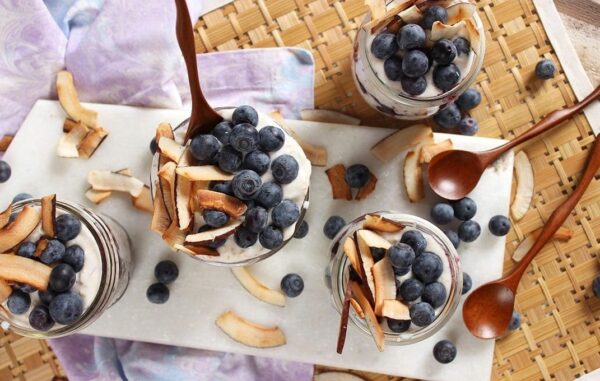 Blueberry Overnight Oats in mason jars