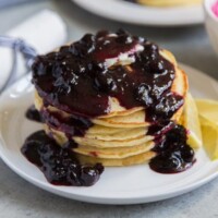 Lemon Pancakes with Blueberry Sauce