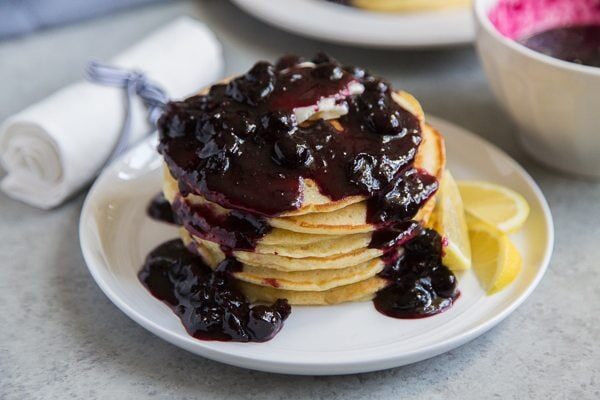 Lemon Pancakes with Blueberry Sauce