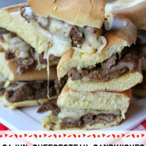 Pinterest image for cajun cheesesteak sandwiches