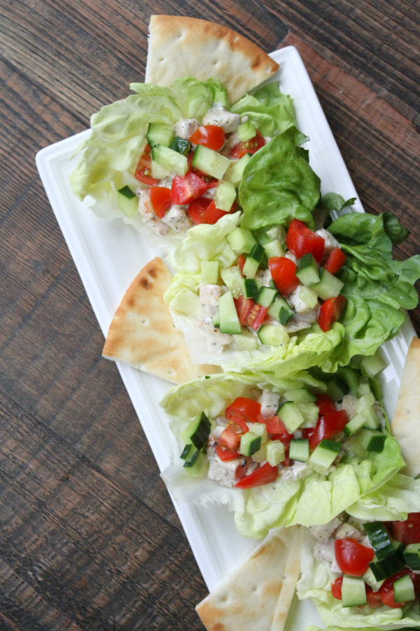 Greek Chicken Lettuce Wraps with Pita Bread