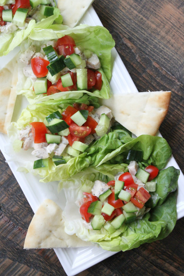 Tray of Greek Chicken Lettuce Wraps