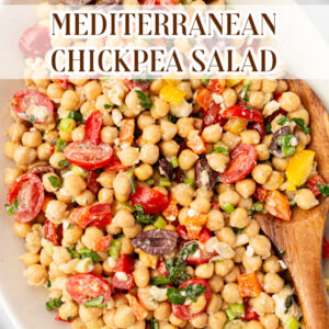 pinterest image for mediterranean chickpea salad