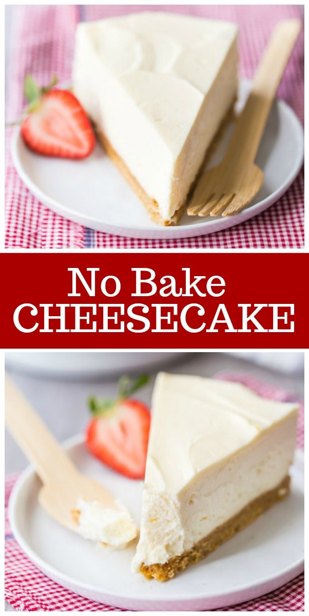 pinterest collage image for no bake cheesecake