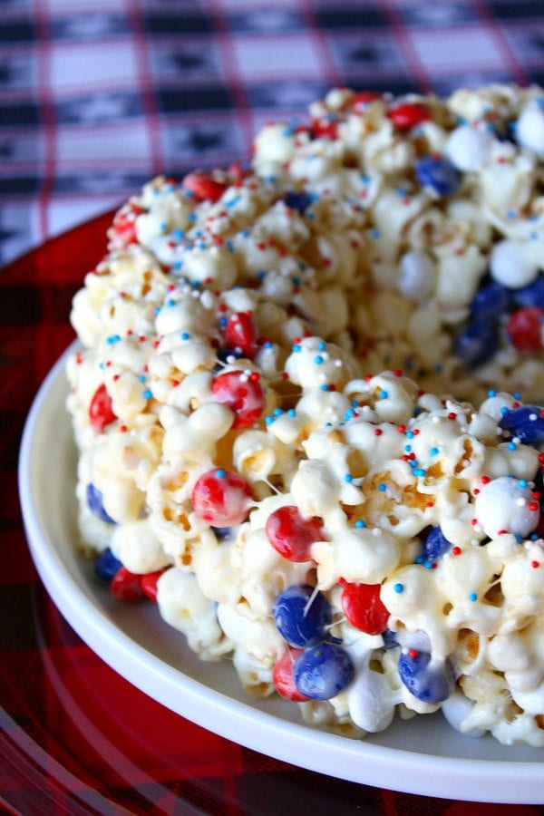 Patriotic Marshmallow Popcorn Cake Recipe Girl