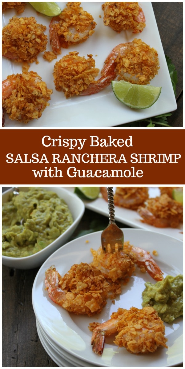 crispy baked salsa ranchera shrimp with guacamole
