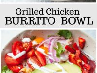 pinterest collage image for grilled chicken burrito bowls