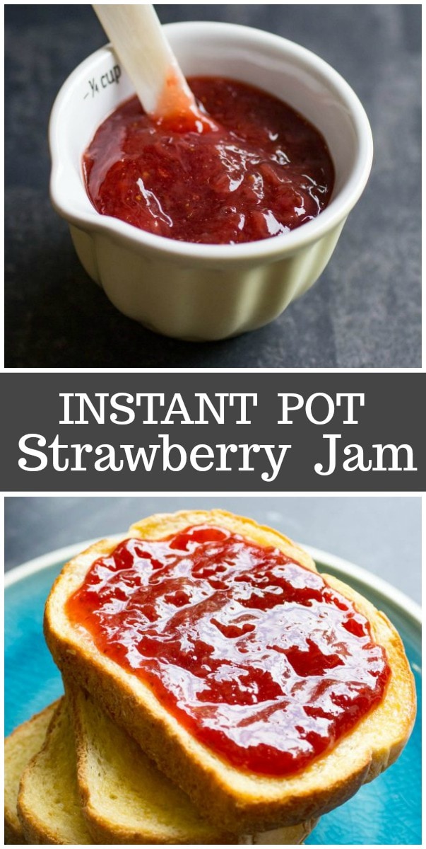 Instant Pot Strawberry Jam recipe from RecipeGirl.com #instantpot #pressurecooker #strawberry #jam #recipe #RecipeGirl