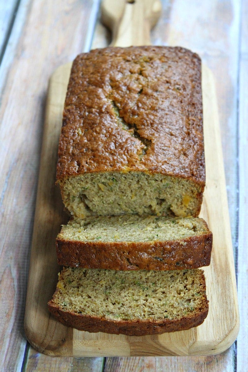 Pineapple Zucchini Bread cut into slices