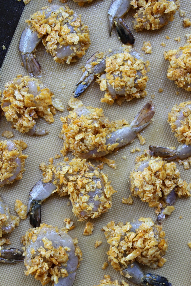 Crispy Baked Salsa Ranchera Shrimp ready to go in the oven