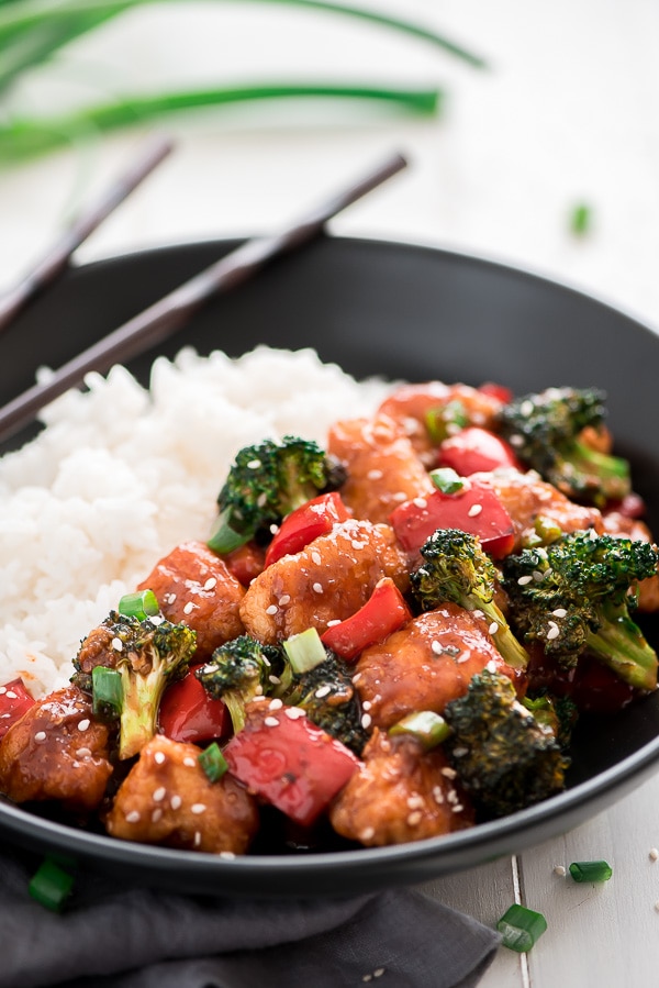 General Tso's Chicken served over rice