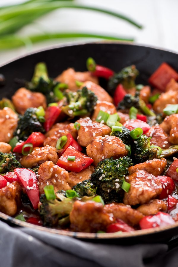 General Tso's Chicken in a skillet