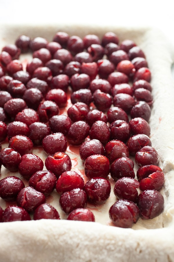 Fresh Cherry Filling in a slab Pie crust