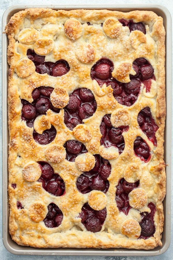 Cherry Slab Pie in a sheet pan