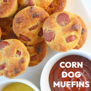pinterest image for corn dog muffins