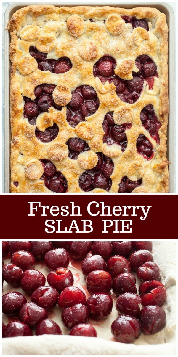Fresh Cherry Slab Pie recipe from RecipeGirl.com #cherry #slab #pie #recipe #RecipeGirl