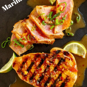pinterest image for marinated tuna