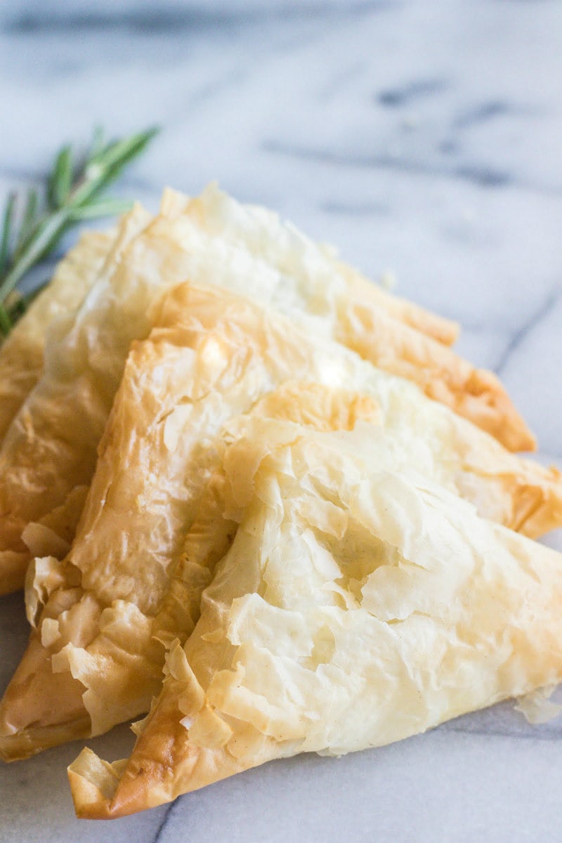 Phyllo Triangles with Gorgonzola and Rosemary