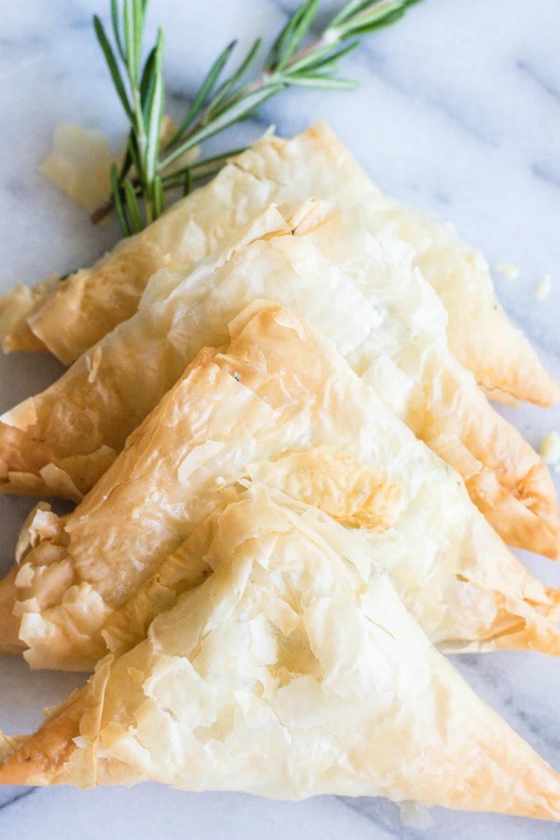 Phyllo Triangles with Gorgonzola and Rosemary