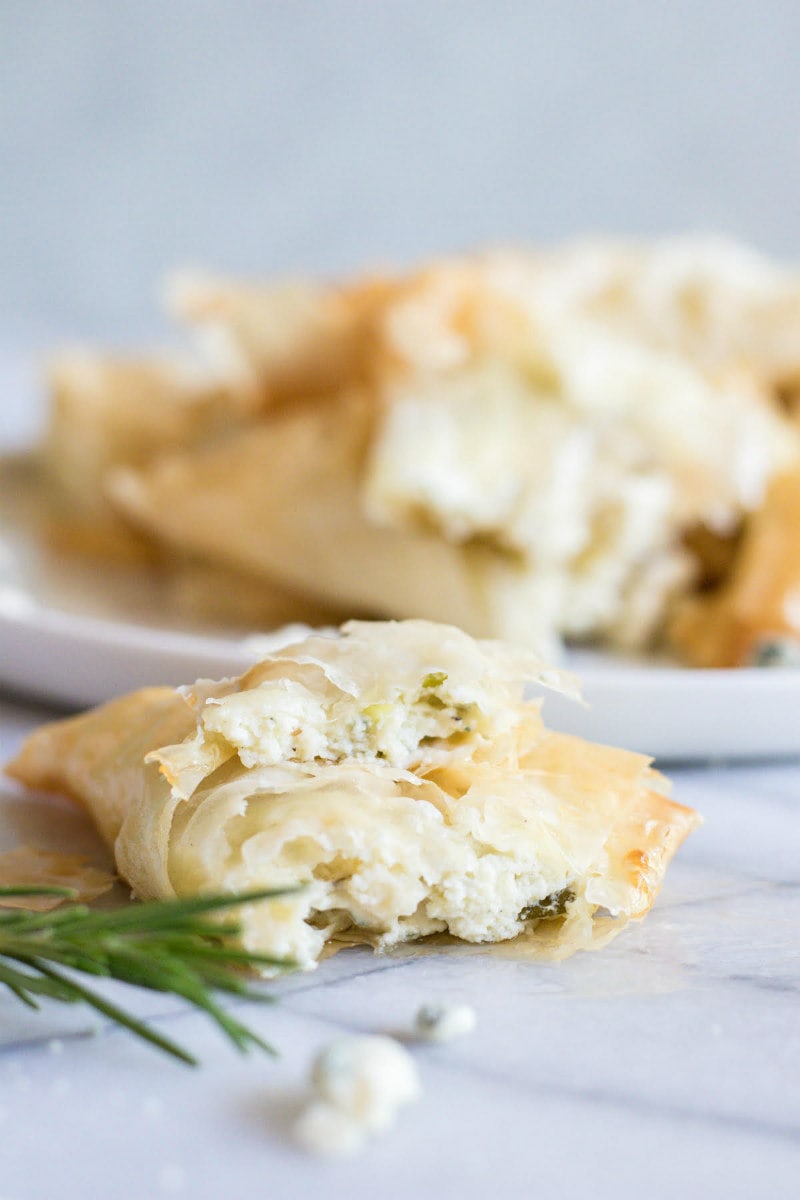 Phyllo Triangles with Gorgonzola and Rosemary