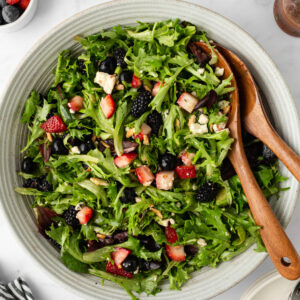 triple berry salad in a salad serving bowl