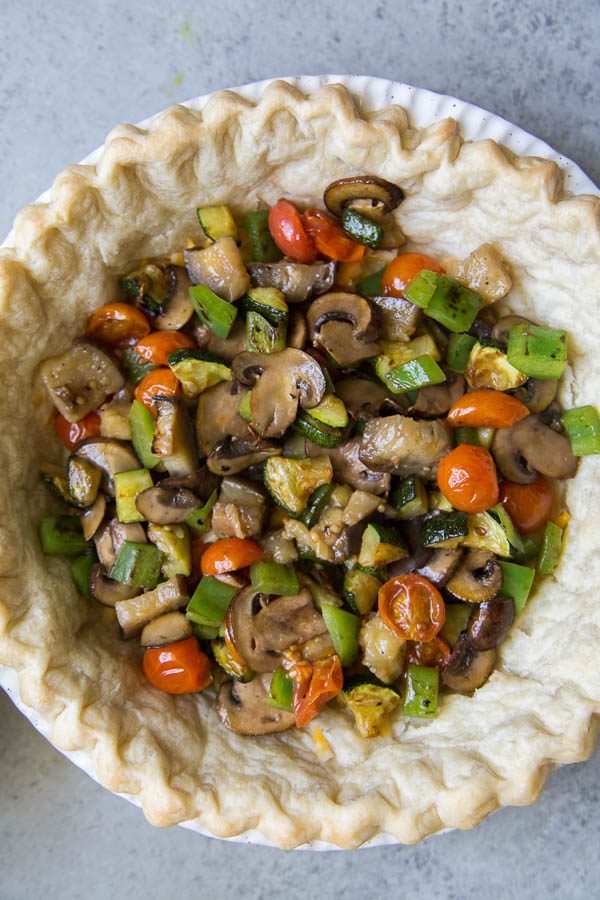 Summer Vegetable Quiche preparation