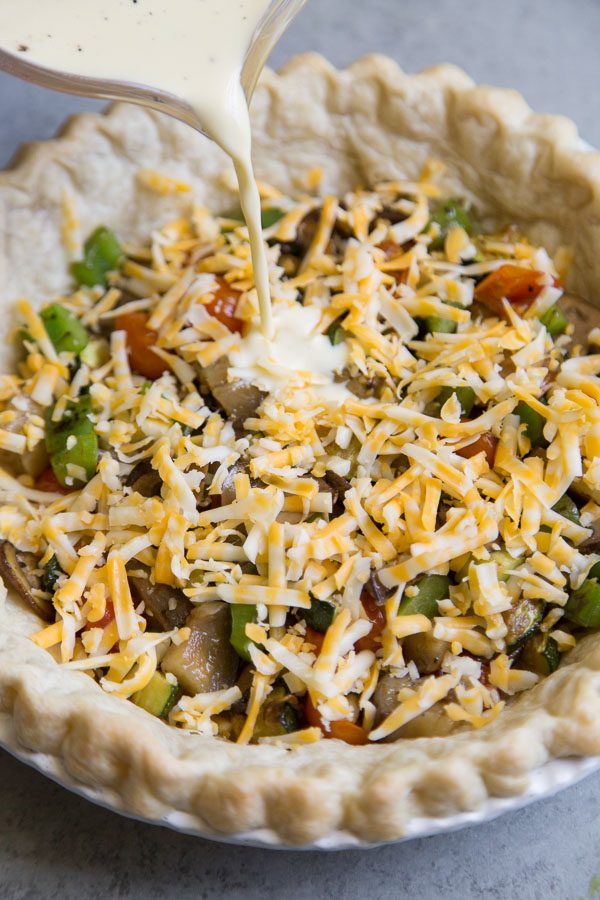 Summer Vegetable Quiche preparation