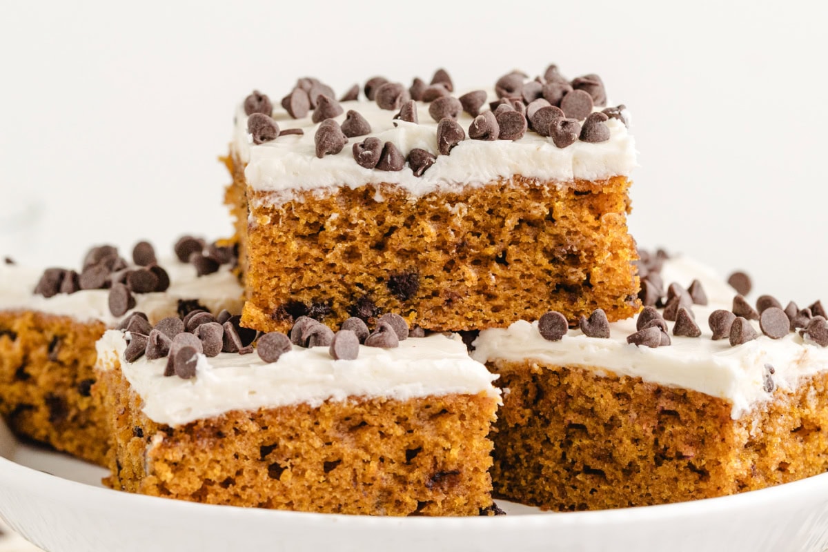 stack of chocolate chip pumpkin bars