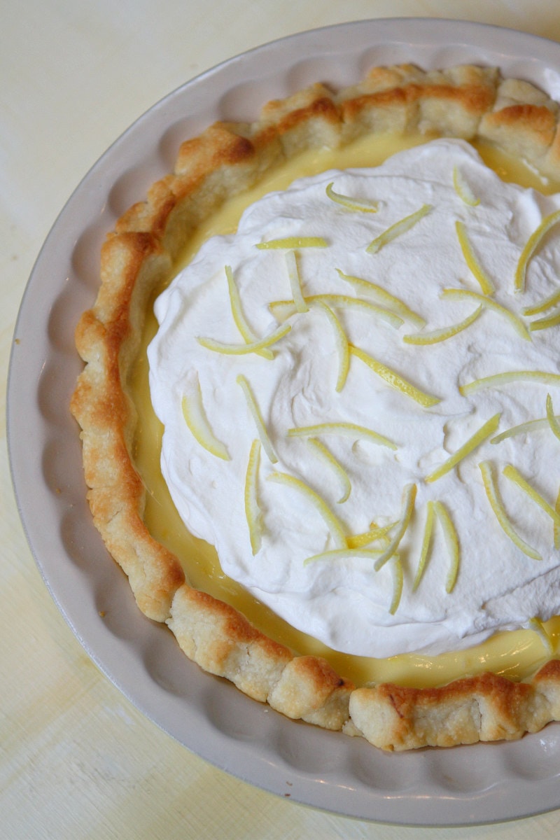 Overhead shot of Lemon Sour Cream Pie