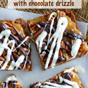 pinterest image for caramel pecan bars