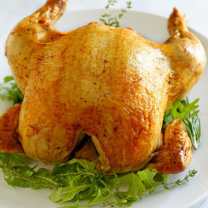 pinterest image for cider roasted chicken