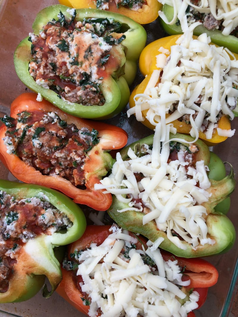How to Make Lasagna Stuffed Peppers recipe from RecipeGirl.com #lasagna #stuffed #bell #peppers #recipe #lowcarb #keto #RecipeGirl #glutenfree How to Make Lasagna Stuffed Peppers