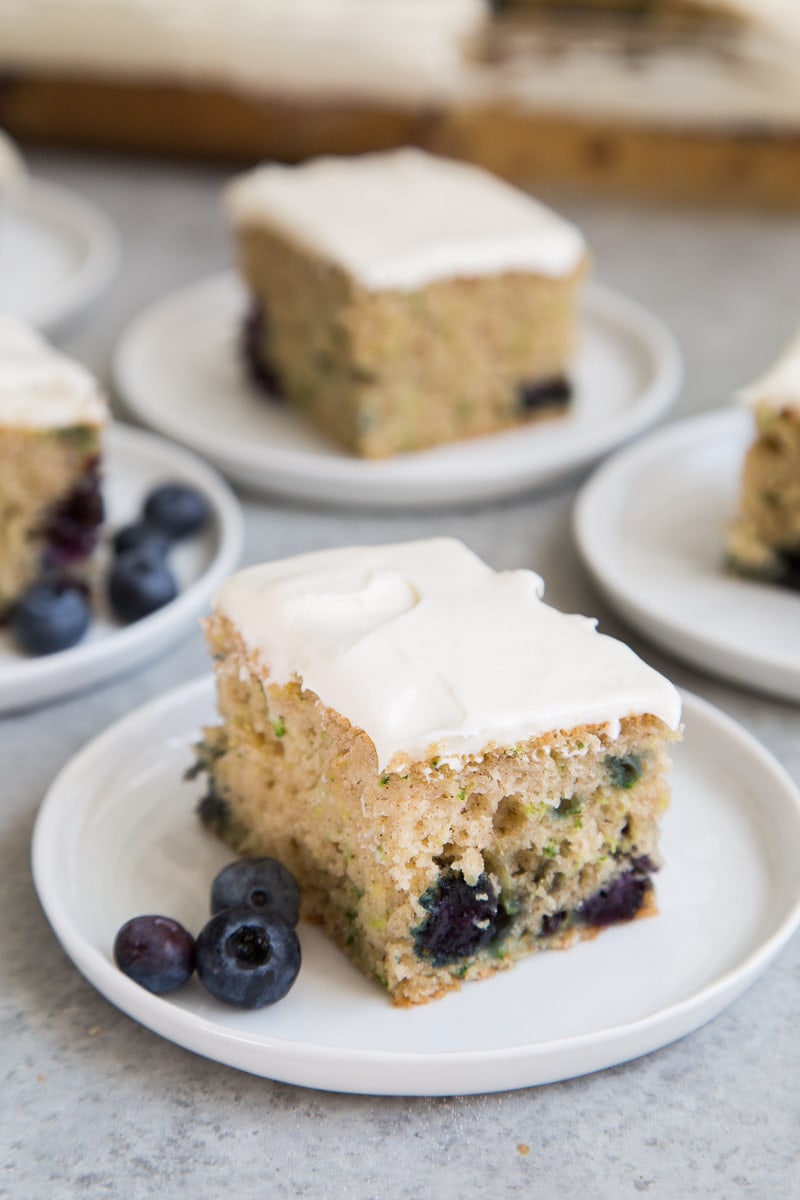 Slices of Blueberry Zucchini Sheet Cake