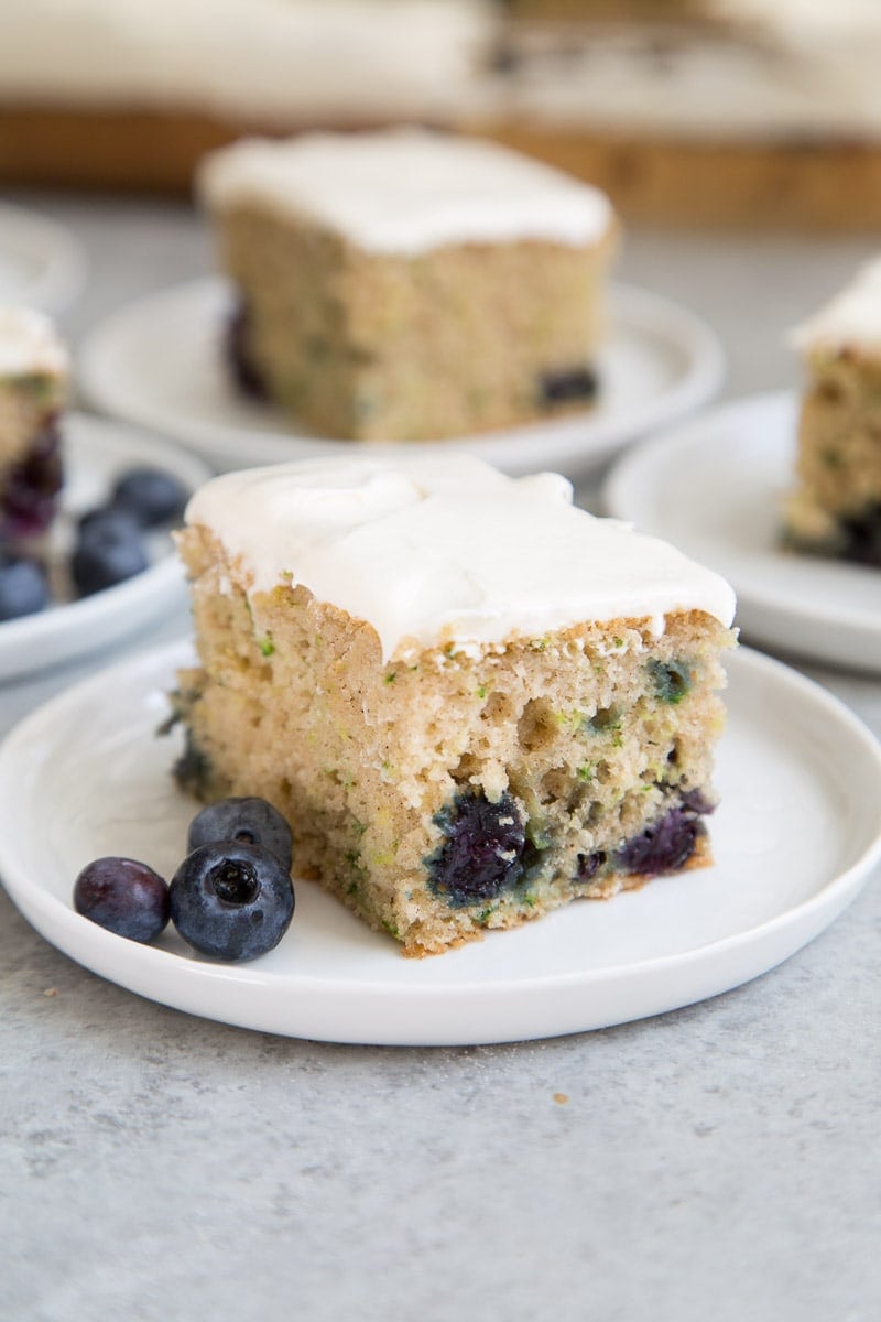 Slice of Blueberry Zucchini Sheet Cake