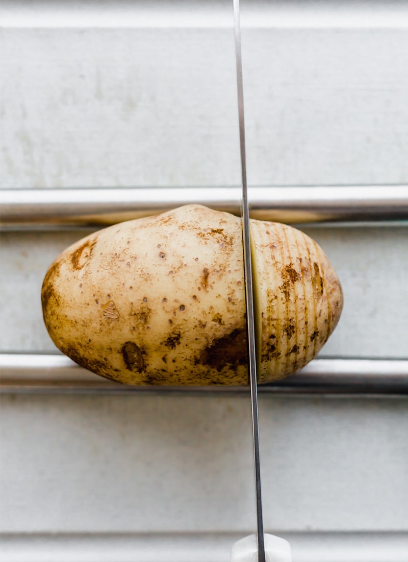 Making Hasselback Potatoes