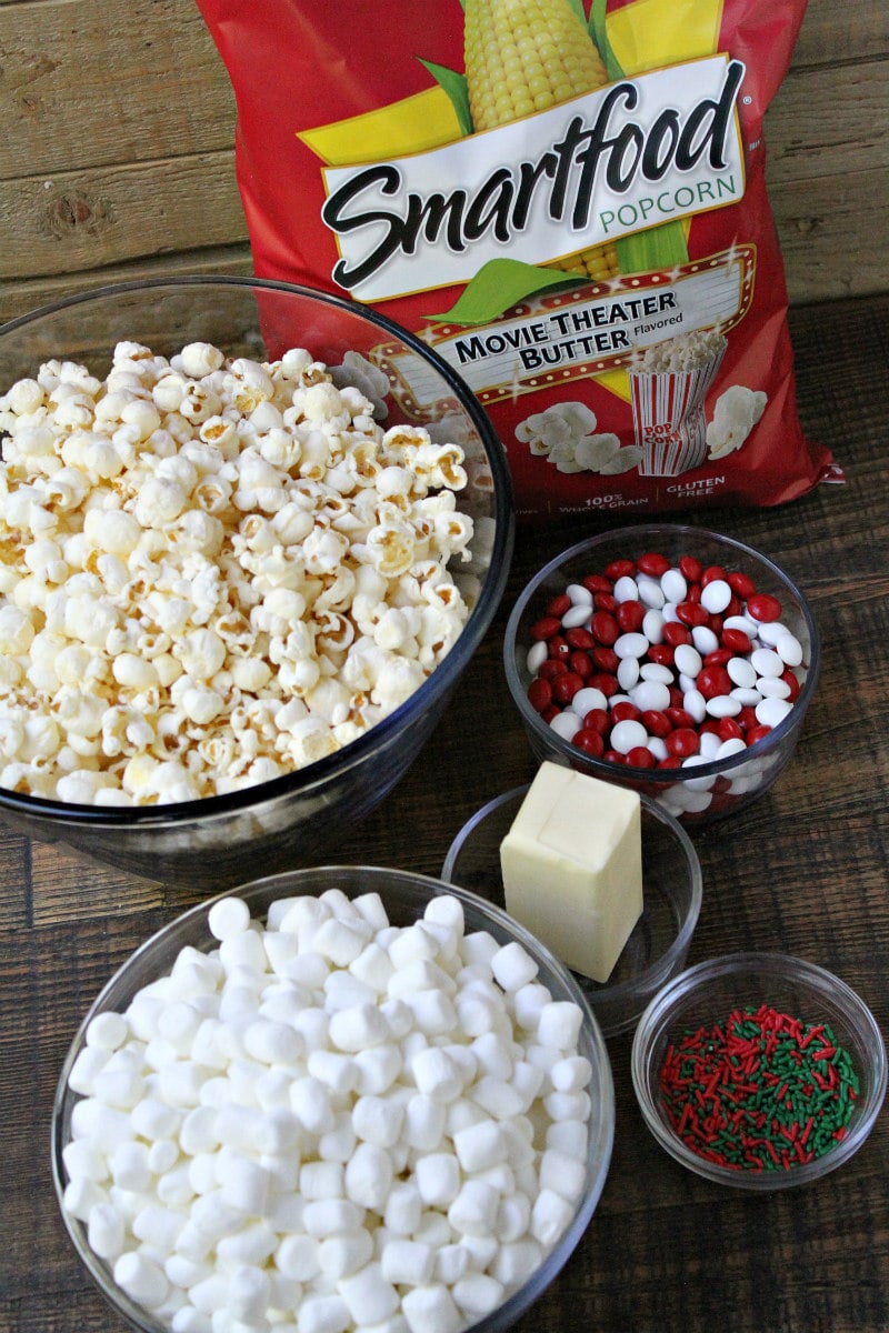 Ingredients for Holiday Marshmallow Popcorn Cake