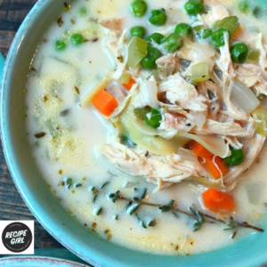 pinterest image for roasted chicken noodle soup